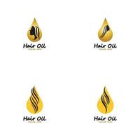 Logotipo esencial de aceite para el cabello con gota de aceite y símbolo-vector del logotipo del cabello vector