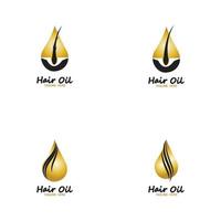 Logotipo esencial de aceite para el cabello con gota de aceite y símbolo-vector del logotipo del cabello