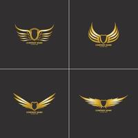 winged shield gold logo design symbol vector illustration-vector