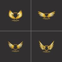 winged shield gold logo design symbol vector illustration-vector