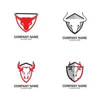creative angry shield bull head logo design vector