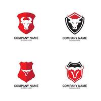 creative angry shield bull head logo design vector