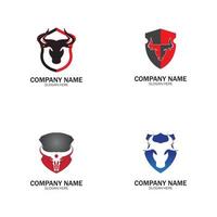 creative angry shield bull head logo design vector