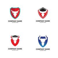 creative angry shield bull head logo design vector