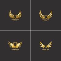 winged shield gold logo design symbol vector illustration-vector