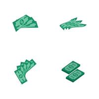 US Dollar stock paper bank notes icon vector illustration