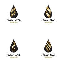 Logotipo esencial de aceite para el cabello con gota de aceite y símbolo-vector del logotipo del cabello vector