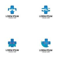 Cross Medical Logo With Hand Care vector