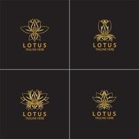 Golden lotus flower logo Vector design template