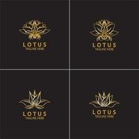 Golden lotus flower logo Vector design template