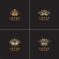 Golden lotus flower logo Vector design template