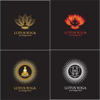 yoga logo design,human meditation in lotus flower vector illustration