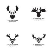 Diseño de ilustración de icono de vector de plantilla de logotipo de cabeza de ciervo