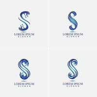 S letter water splash logo design template vector