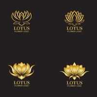 Golden lotus flower logo Vector design template