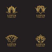 Golden lotus flower logo Vector design template