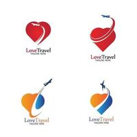 amor, viaje, logotipo, vector, icono, diseño, plantilla vector