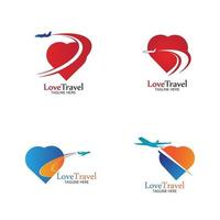 amor, viaje, logotipo, vector, icono, diseño, plantilla vector