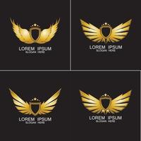 winged shield gold logo design symbol vector illustration-vector