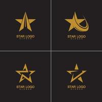 Gold Star Logo Vector in elegant Style with Black Background