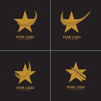 Gold Star Logo Vector in elegant Style with Black Background