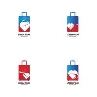 Travel logo design with bag vector with airplane