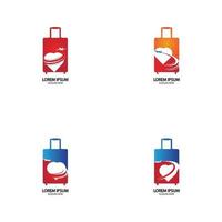 Travel logo design with bag vector with airplane