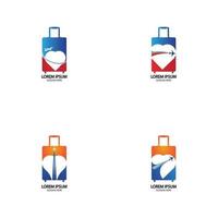 Travel logo design with bag vector with airplane