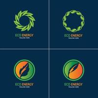 logotipo de vector de energía ecológica con símbolo de hoja