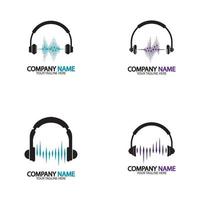 Headphones with sound wave logo vector icon