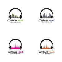 Headphones with sound wave icon logo Vector illustration