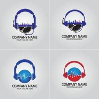 dj de auriculares, logo de grabación de estudio de música vector