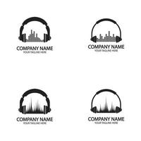 Headphones with sound waves beats logo design vector illustration