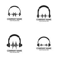 Headphones with sound waves beats logo design vector illustration