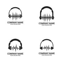 Auriculares con ondas de sonido beats ilustración de vector de diseño de logotipo