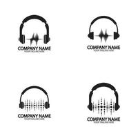 Headphones with sound waves beats logo design vector illustration