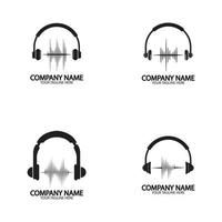 Headphones with sound waves beats logo design vector illustration