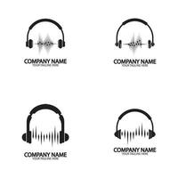 Headphones with sound waves beats logo design vector illustration