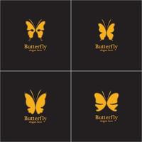 Golden butterfly logo on black background vector