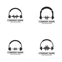 Auriculares con ondas de sonido beats ilustración de vector de diseño de logotipo