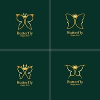 Golden Butterfly logo. Royal butterfly logotype vector