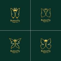 Golden Butterfly logo. Royal butterfly logotype vector