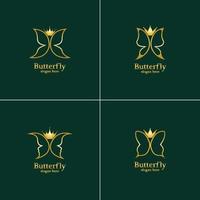 Golden Butterfly logo. Royal butterfly logotype vector