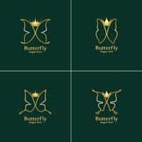 Golden Butterfly logo. Royal butterfly logotype vector