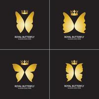 Golden Butterfly logo. Royal butterfly logotype vector