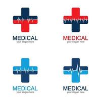 farmacia médica de color más cruz en un logotipo de forma suave vector