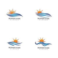 Water wave and sun icon vector illustration design logo