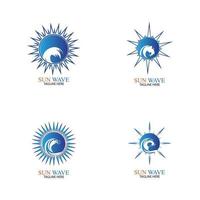 Water wave and sun icon vector illustration design logo