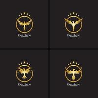 golden eagle with circle logo design vector