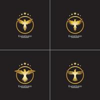 golden eagle with circle logo design vector